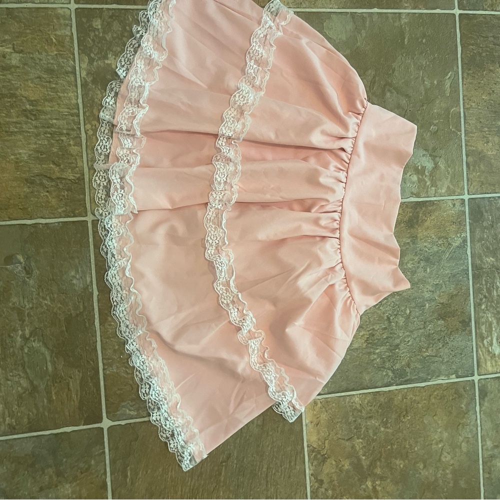 Pink Skirt with Lace Trim